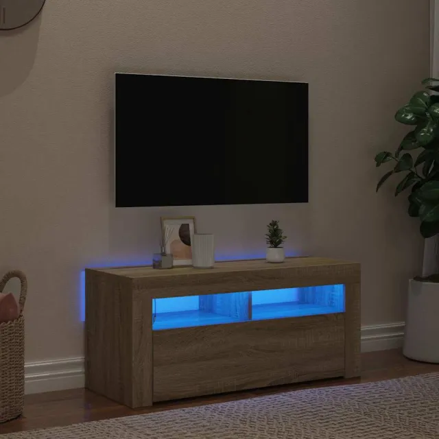 vidaXL Tv-meubel met LED-verlichting 90x35x40 cm sonoma eikenkleurig Bruin