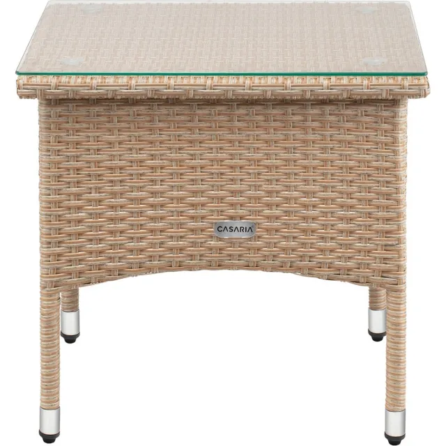 Casaria Polyrattan Bijzettafel Buiten - 50x50x45cm - Crème