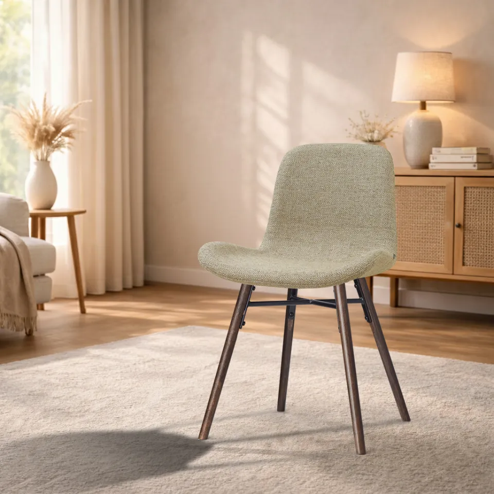Nolon Nena-Fé eetkamerstoel taupe melange - walnoot houten onderstel, foto 2