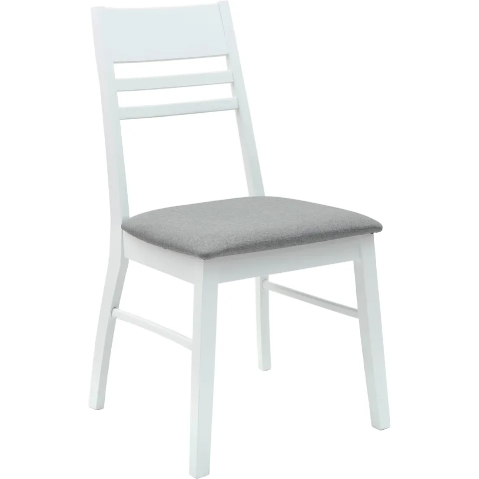 vidaXL Eettafelstoelen 2 st Massief Rubberhout Wit en grijs, foto 4