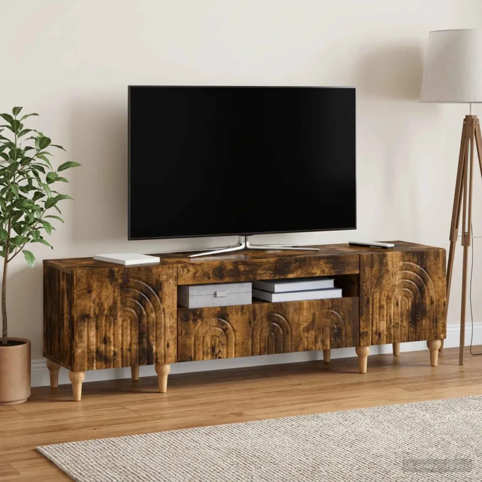 vidaXL LED tv-meubel ALKMAAR 153 x 35 x 43 cm Gerookt eiken, foto 4