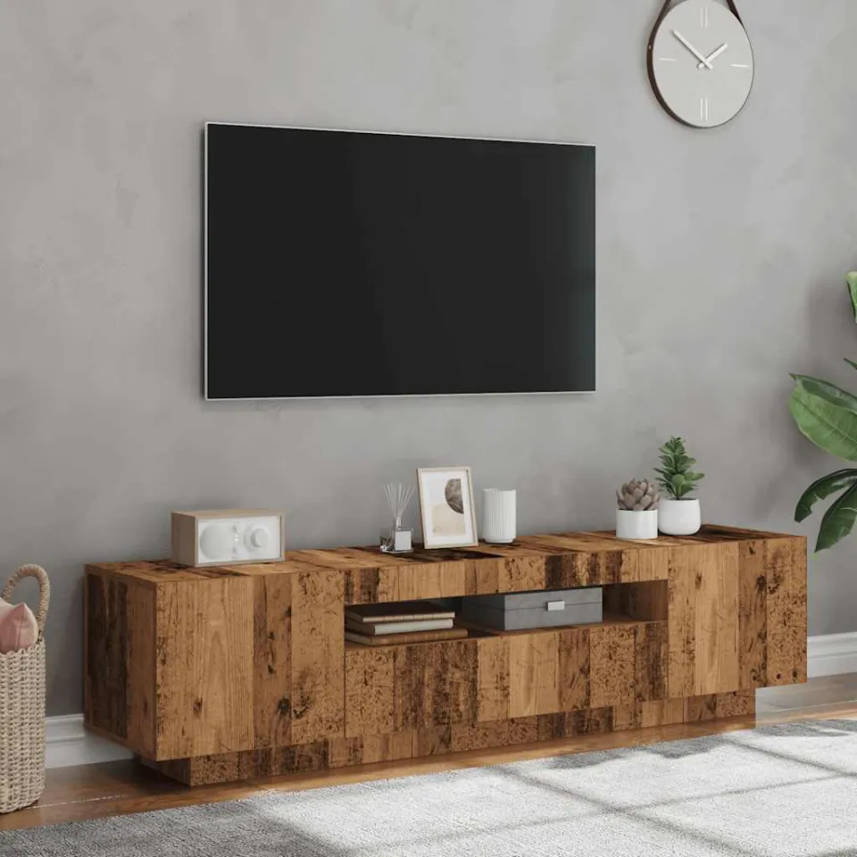 vidaXL Tv-meubel met LED 160x35x40 cm bewerkt hout oud hout bruin, foto 2