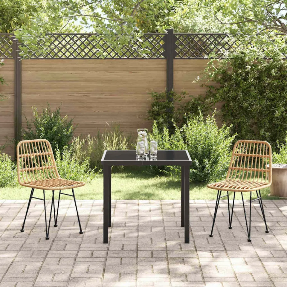 vidaXL Tuin eettafelset 3 st Bruin Gepoedercoat staal, foto 3