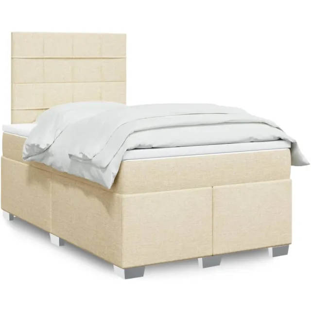 vidaXL Boxspring met matras stof crèmekleurig 120x190 cm