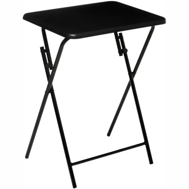 Five® 5Five Bijzettafel/tuin tafel Edson - metaal - zwart - 48 x 38 x 64 cm - voor buiten - inklapbaar - Camping tafel
