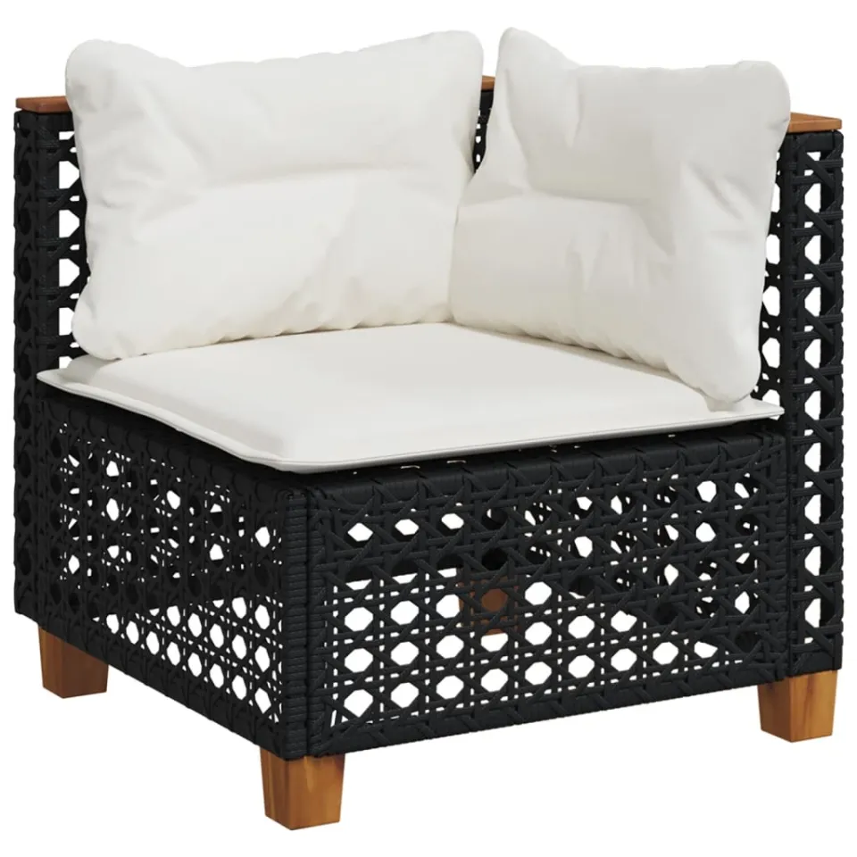 vidaXL 5-delige Loungeset met kussens poly rattan zwart, foto 3