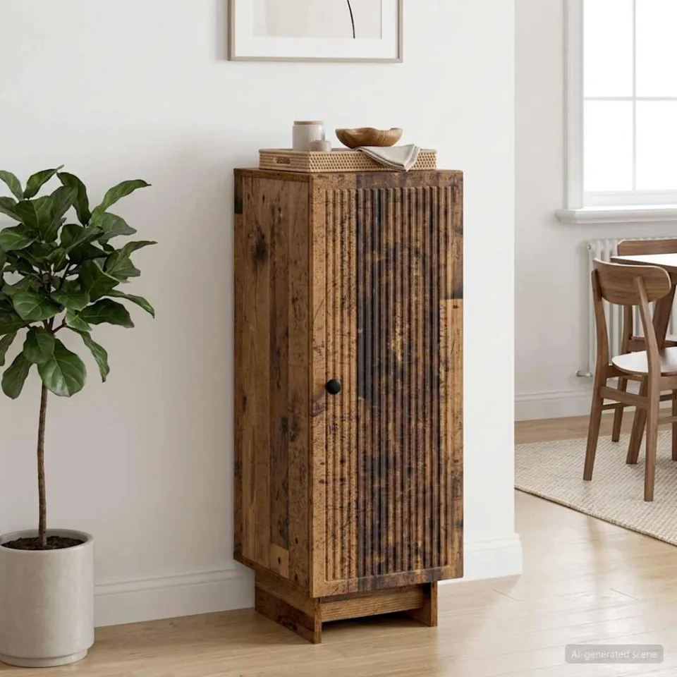 vidaXL Dressoir Oud hout 33 x 34,5 x 90 cm Bewerkt hout bruin, foto 3
