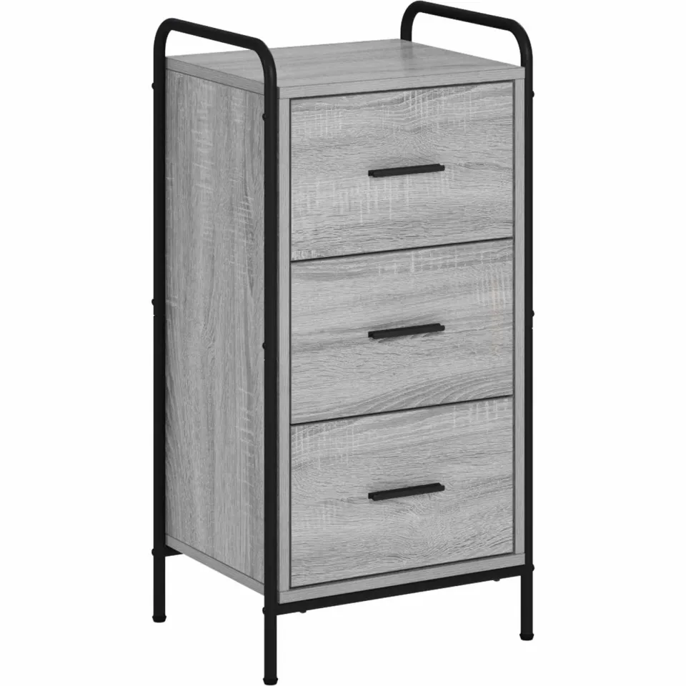 vidaXL Dressoir Grijs Sonoma 97 x 33 x 81 cm Bewerkt hout, foto 3