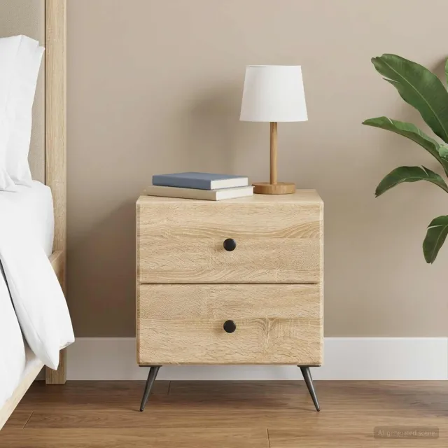 vidaXL Nachtkastje Sonoma Eiken 43 x 34,5 x 47,5 cm Bewerkt hout Bruin