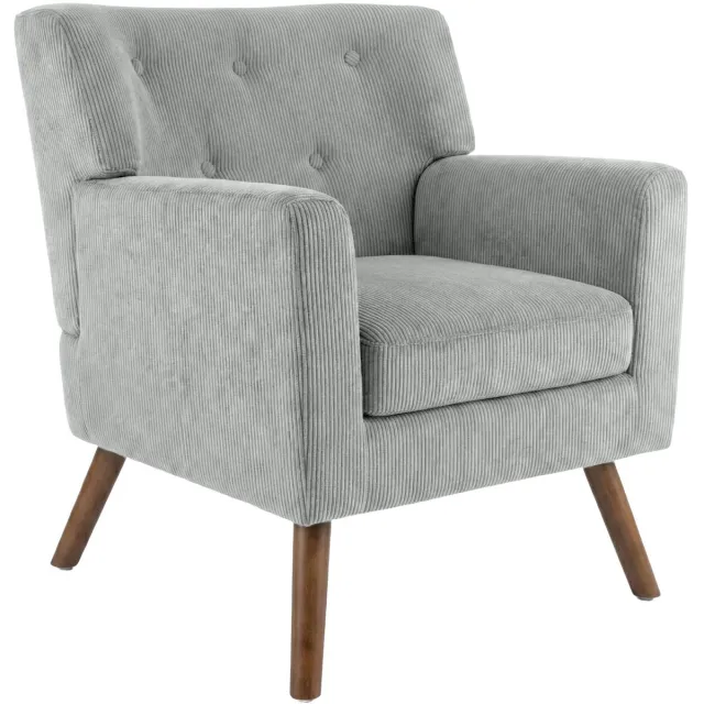 CLP Kioni Fauteuil - met armleuning - volwassen - relax - landelijk - stoelpoten van hout - ribstof - corduroy - grijs