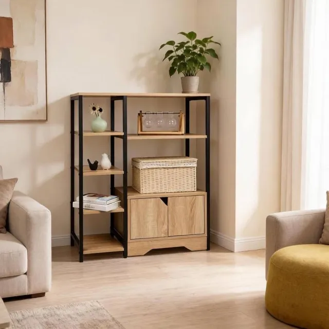 CHICFURN Boekenkast - Open opbergruimte - Vaste planken - Licht eiken