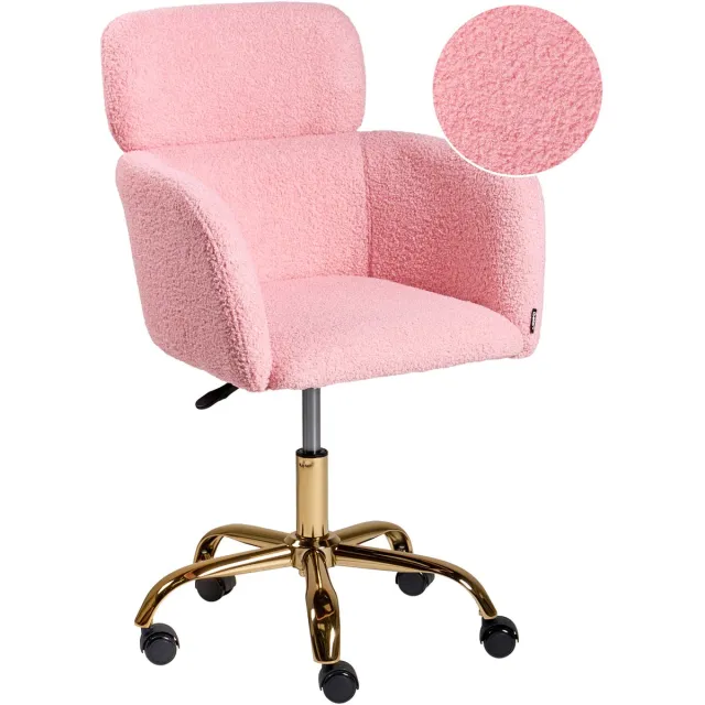 Beliani ALENA - Bureaustoel - Roze - Bouclé