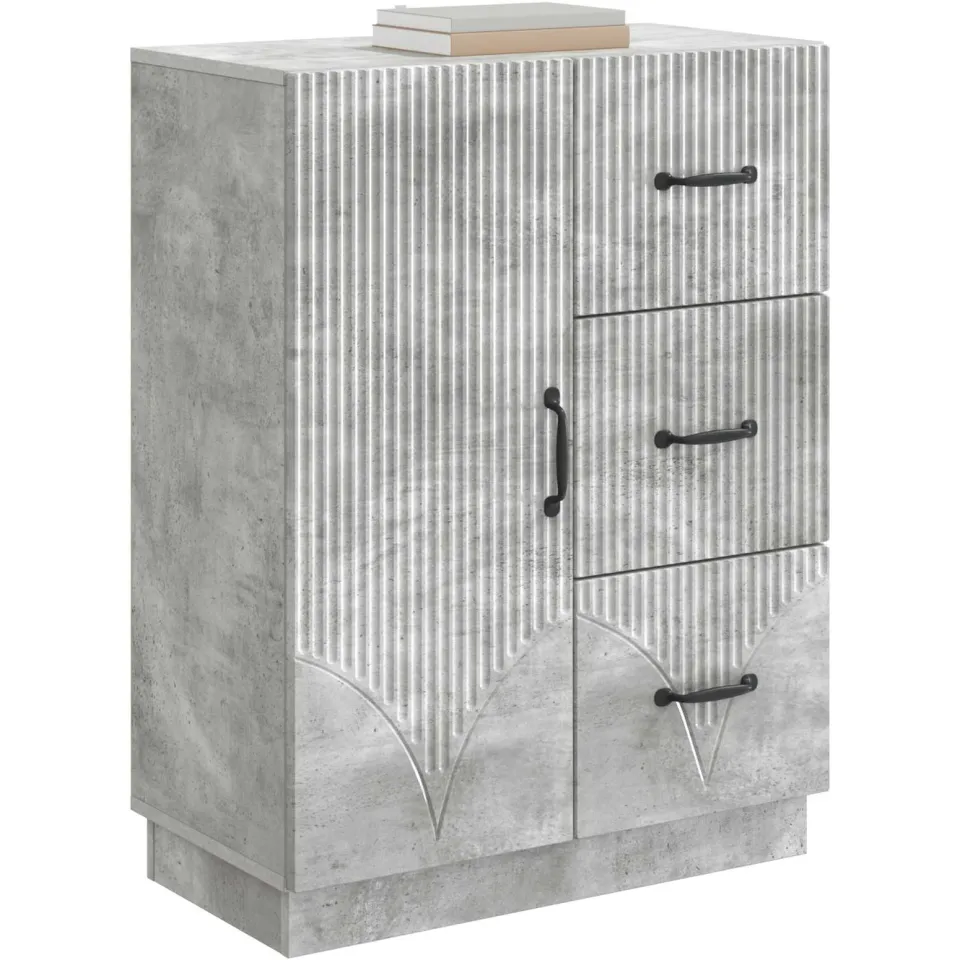 vidaXL Dressoir met lade Betongrijs 66 x 34,5 x 87 cm Bewerkt hout