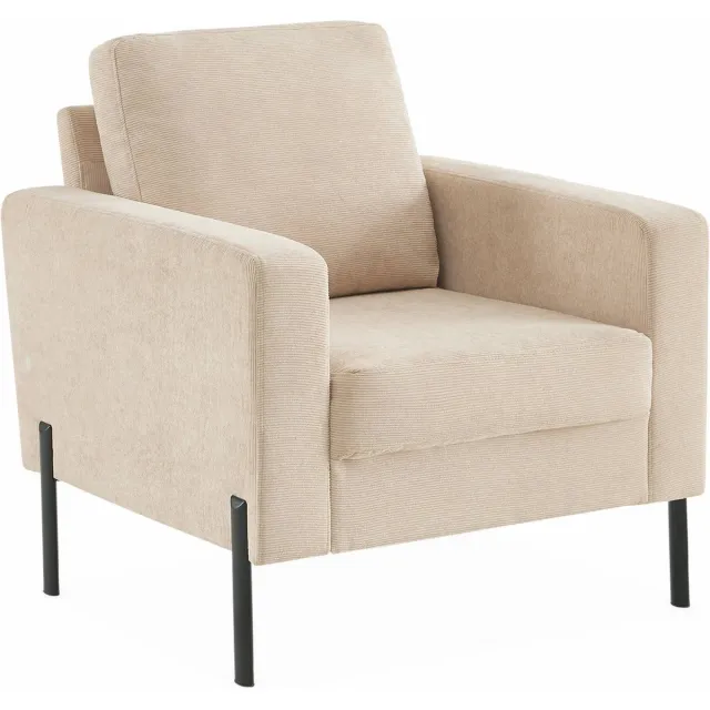 sweeek Fauteuil 1 zitplaats met metalen poten en corduroy - bjorn Beige