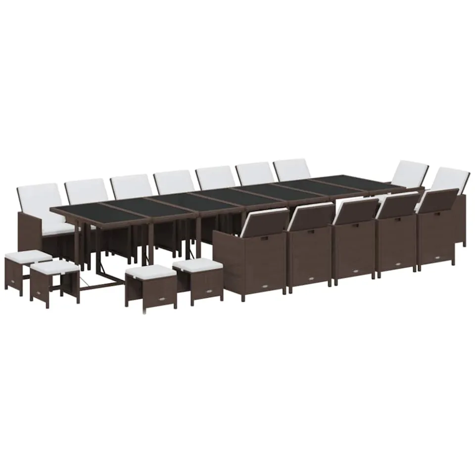 vidaXL 19-delige Tuinset met kussens poly rattan bruin, foto 3