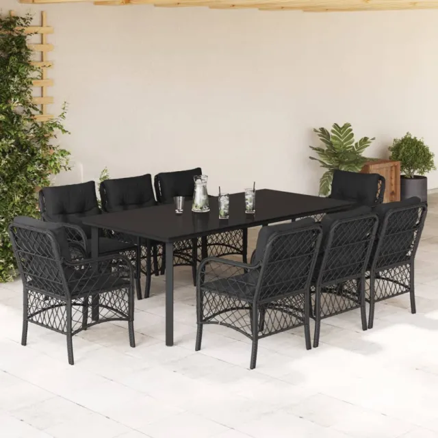 vidaXL 9-delige Tuinset poly rattan zwart, foto 2