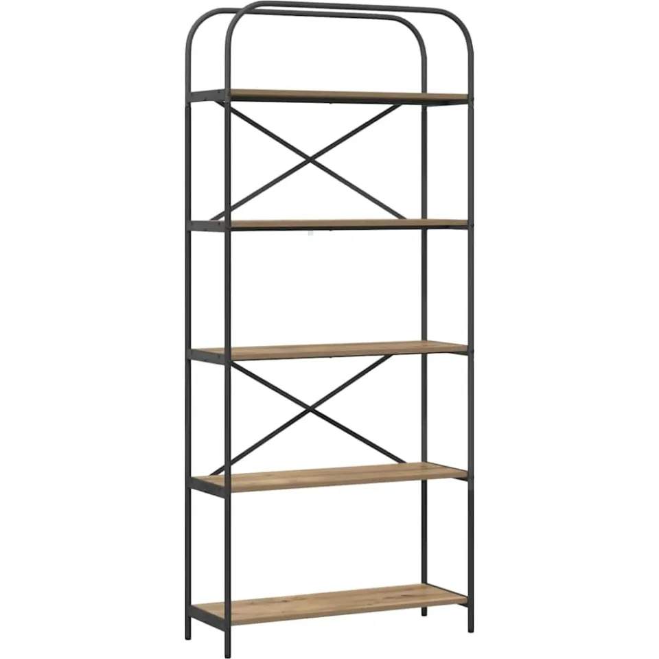 vidaXL Boekenkast 5-laags 80 x 30 x 183 cm Bewerkt hout Artisan Eiken, foto 3
