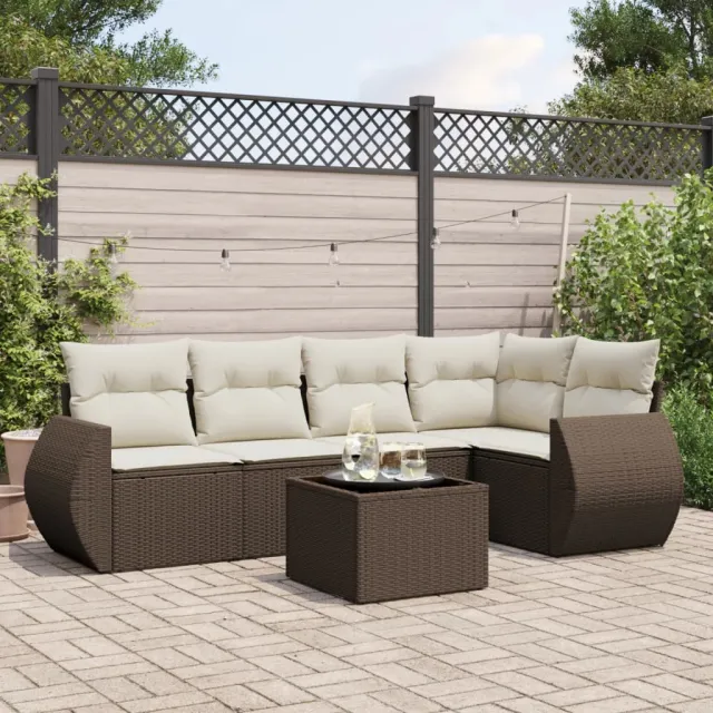 vidaXL 6-delige Loungeset met kussens poly rattan bruin, foto 2