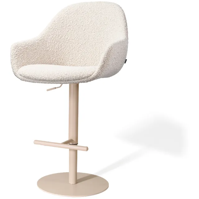 Nolon Niva-Mae draaibare tulp barkruk bouclé beige - verstelbaar - beige onderstel