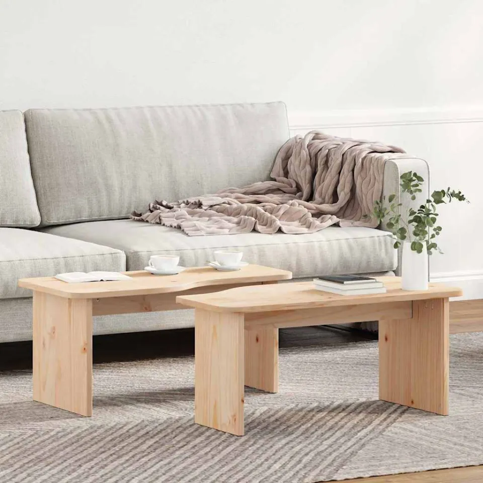 vidaXL Salontafel 2 st Naturel 100 x 69 x 35,5 cm Massief grenenhout, foto 4