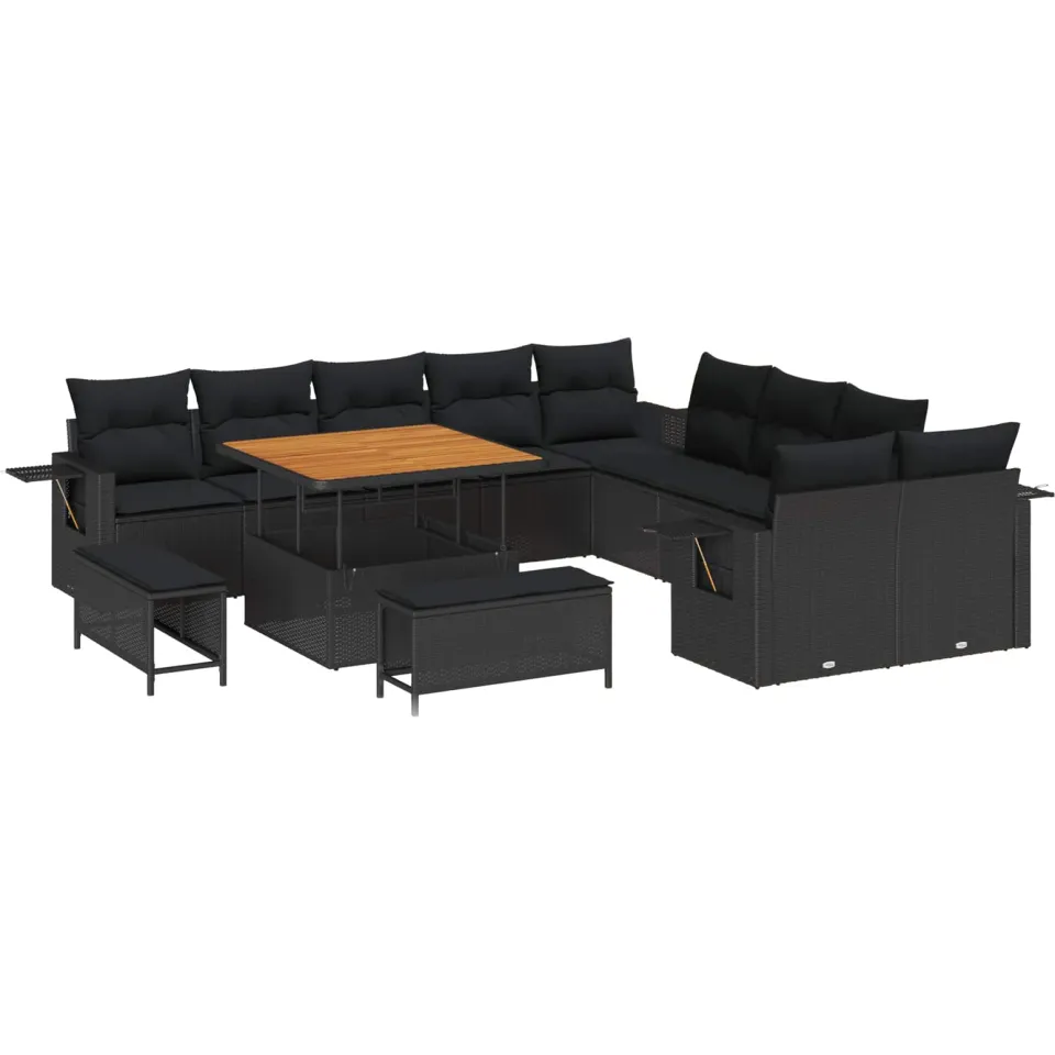 vidaXL Tuin Sofa Set 13 st Zwart poly rattan