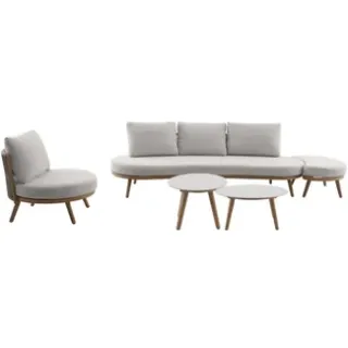 Central Park - Praxis Eigen Merk Central Park Loungeset Helios - Aluminium/wicker - Naturel - 4 Personen Grijs
