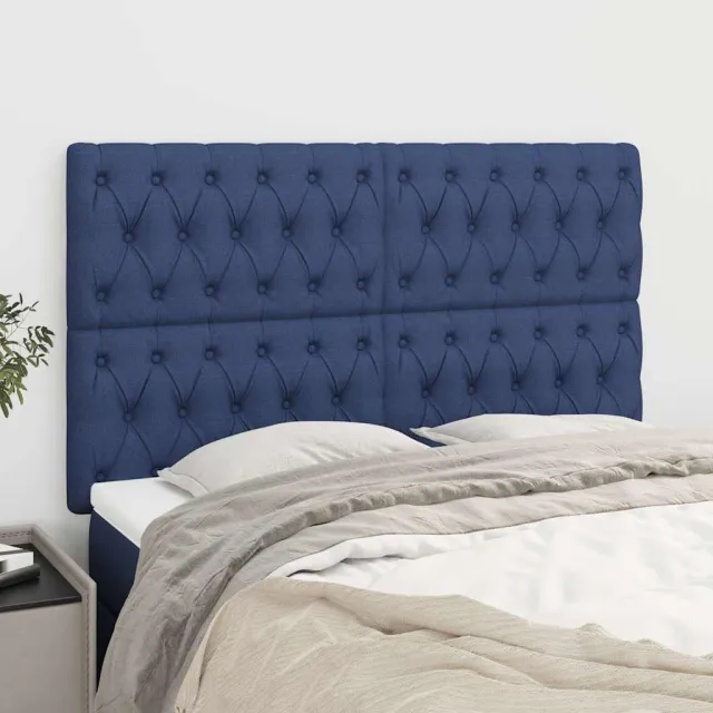 vidaXL Hoofdbord blauw 160x7x118/128 cm stof