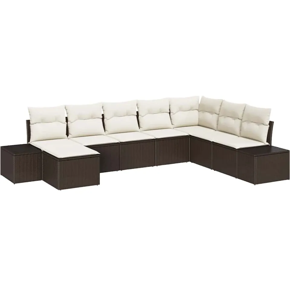 vidaXL Tuin Sofa Set 8 st Bruin en Crème poly rattan, foto 4