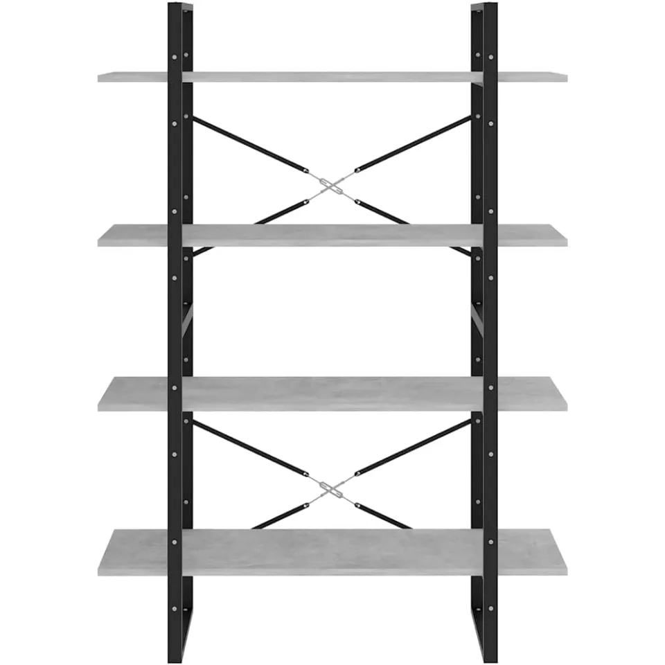 vidaXL Boekenkast met 4 schappen 40x24x142 cm bewerkt hout betongrijs grijs, foto 4