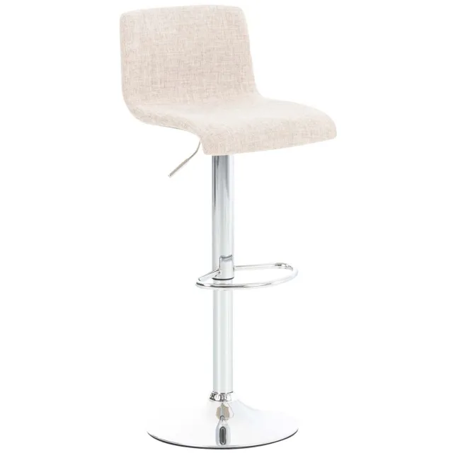 Luxe Comfort Barkruk - Verstelbaar - Stof - Crème chroom/creme