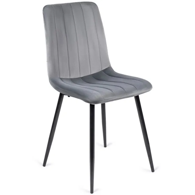 Mebel Elite IBIS - Eetkamerstoel - Grijze fluwelen bekleding - Zwarte stalen poten