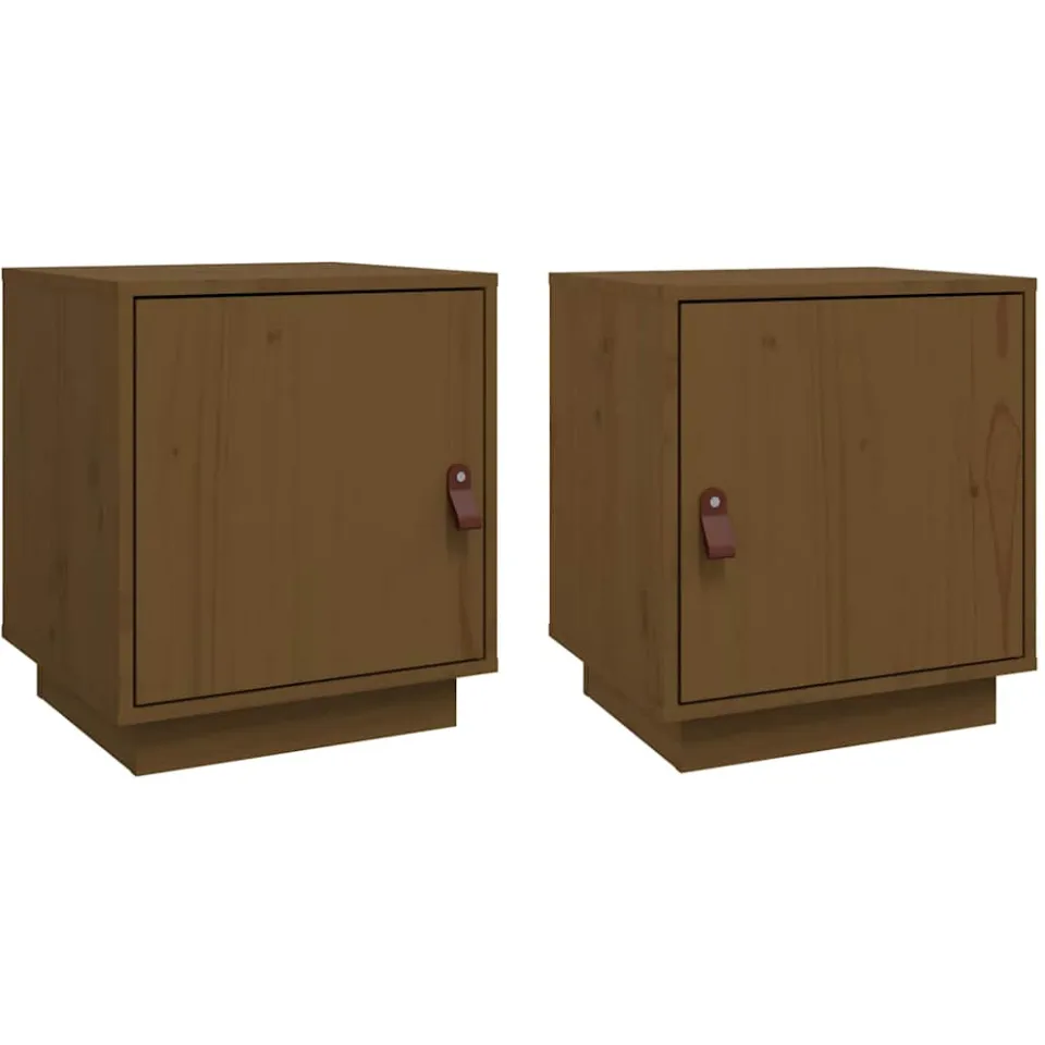 vidaXL Nachtkastjes 2 st 40x34x45 cm massief grenenhout honingbruin