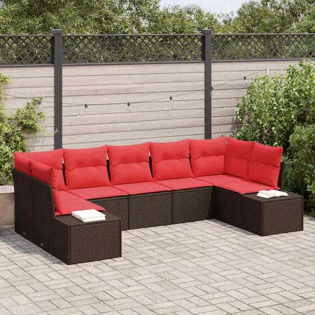 vidaXL Tuin Sofa Set 7 st Bruin poly rattan, foto 2