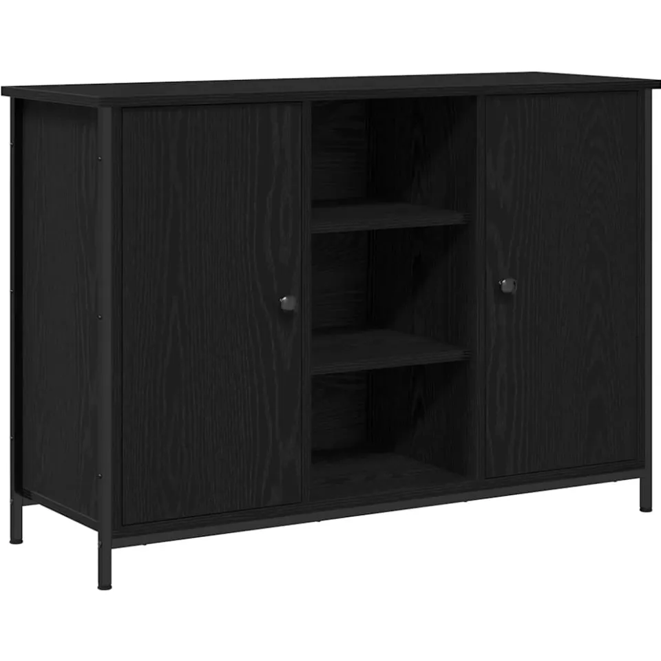 vidaXL Dressoir Zwart Eiken 100 x 35 x 70 cm, foto 3