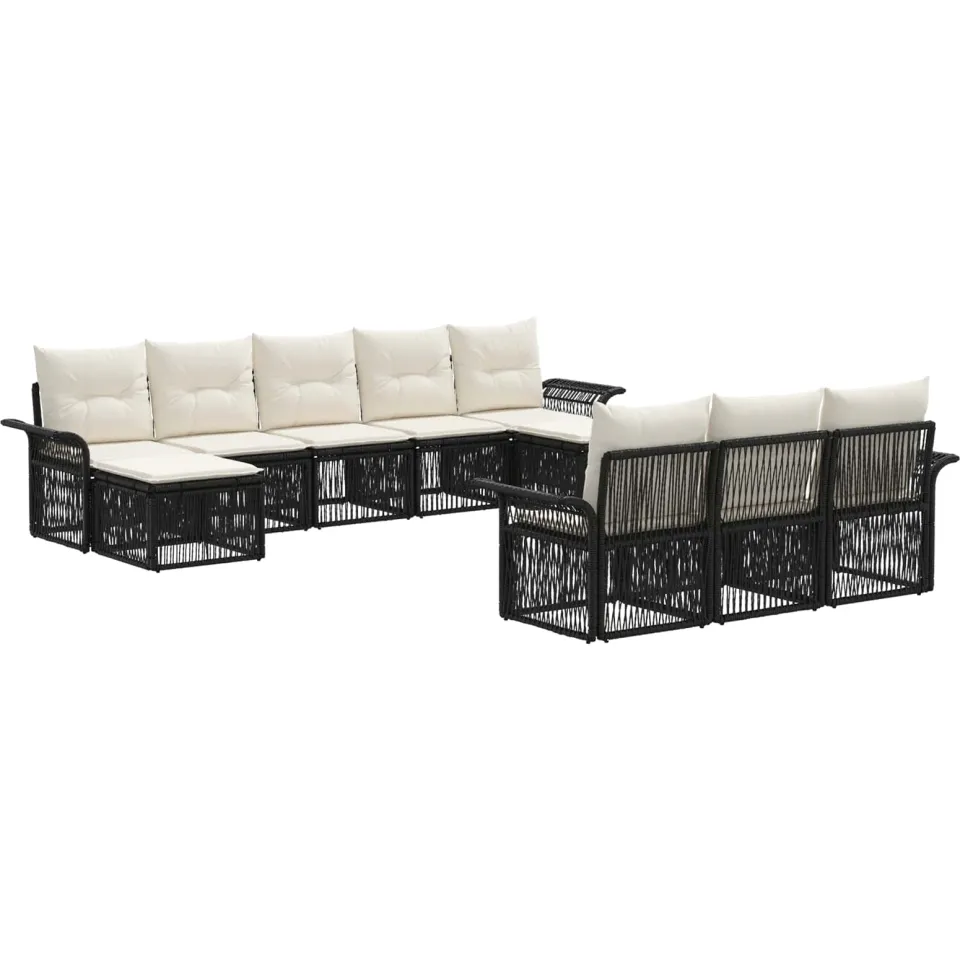 vidaXL Tuinbankenset 10 st 10-zits Zwart poly rattan, foto 3