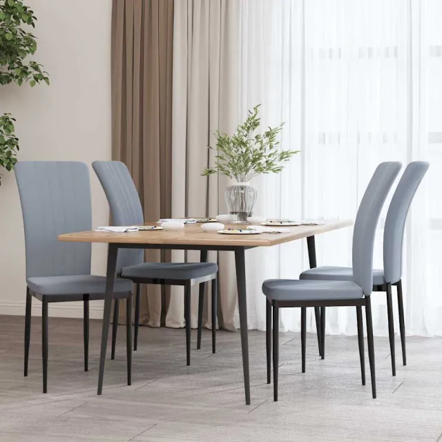 vidaXL Eetkamerstoelen 4 st fluweel lichtgrijs grijs, foto 2