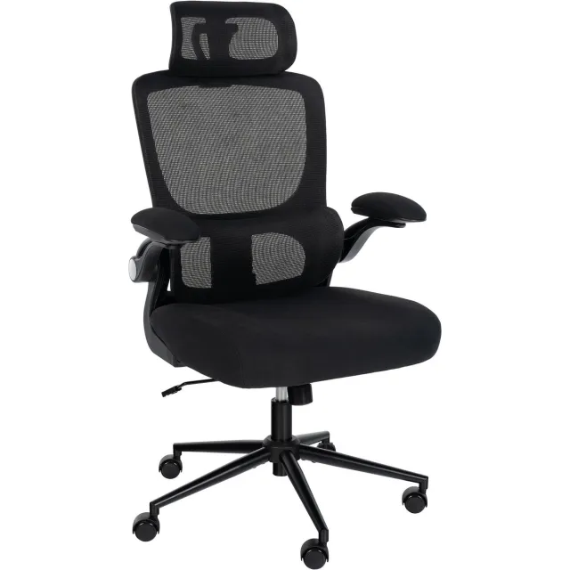 CLP Newberg Bureaustoel - voor volwassenen - ergonomische - met armleuningen - netbekleding - zwart