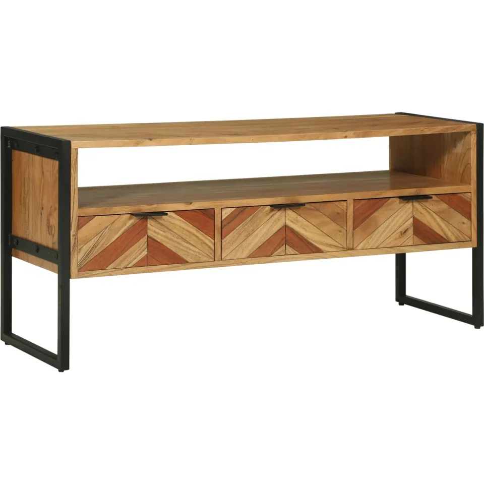 vidaXL TV-kast met lade Bruin 100 x 35 x 50 cm Massief Acaciahout, foto 2