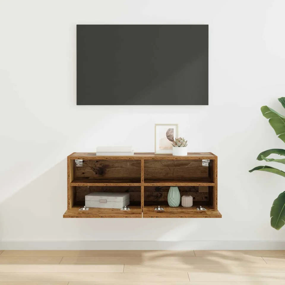 vidaXL TV Wandkast 80 x 30 x 30 cm Oud Hout Bewerkt hout bruin, foto 3
