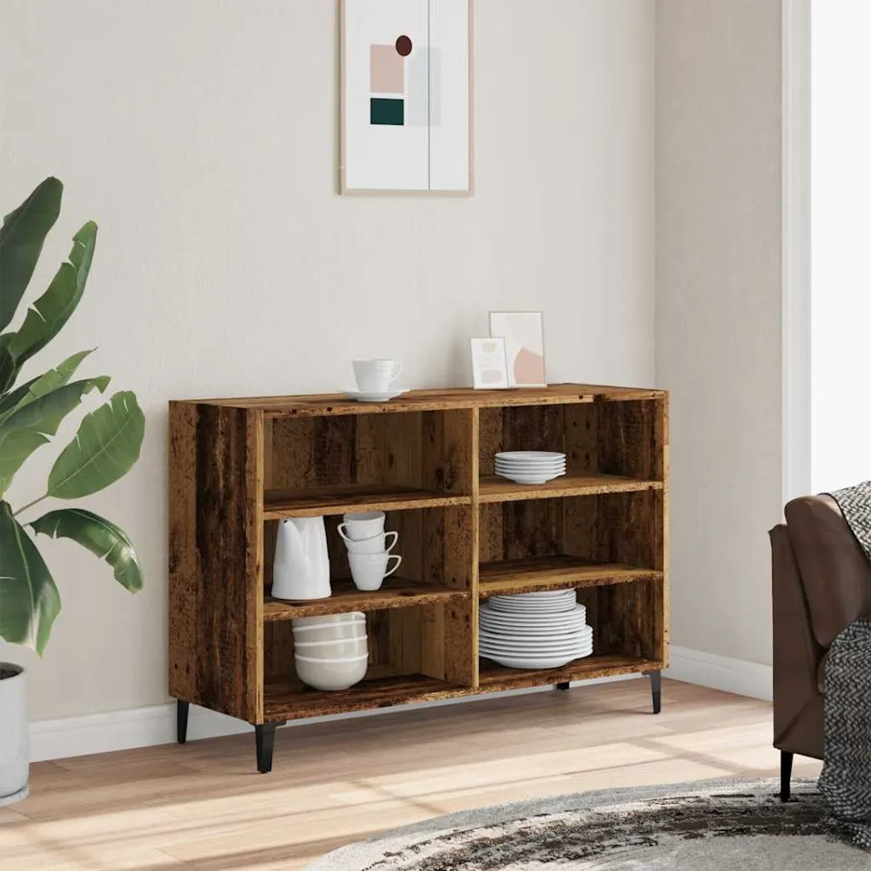 vidaXL Dressoir 103,5x35x70 cm bewerkt hout oud houtkleurig bruin, foto 4