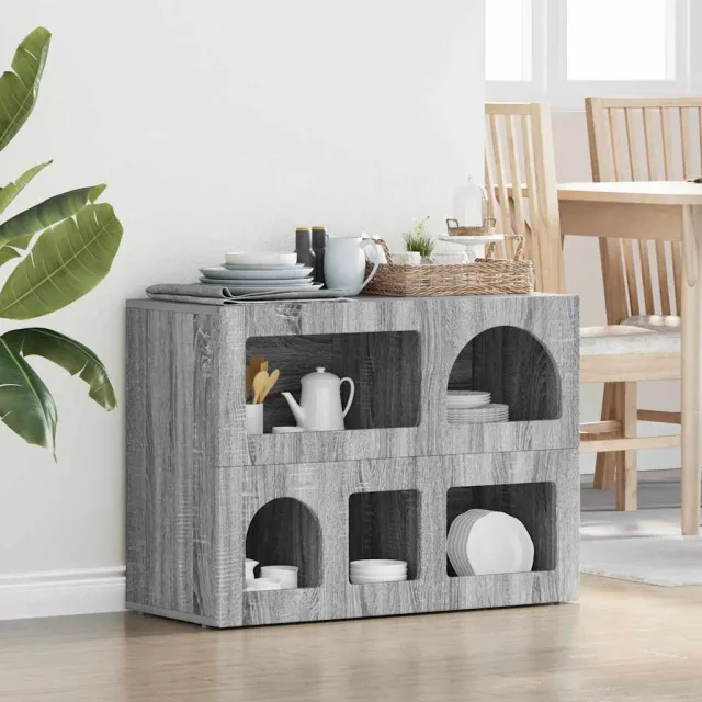 vidaXL Dressoir ELST Grijs Sonoma 80,5 x 35 x 59 cm Bewerkt hout, foto 2