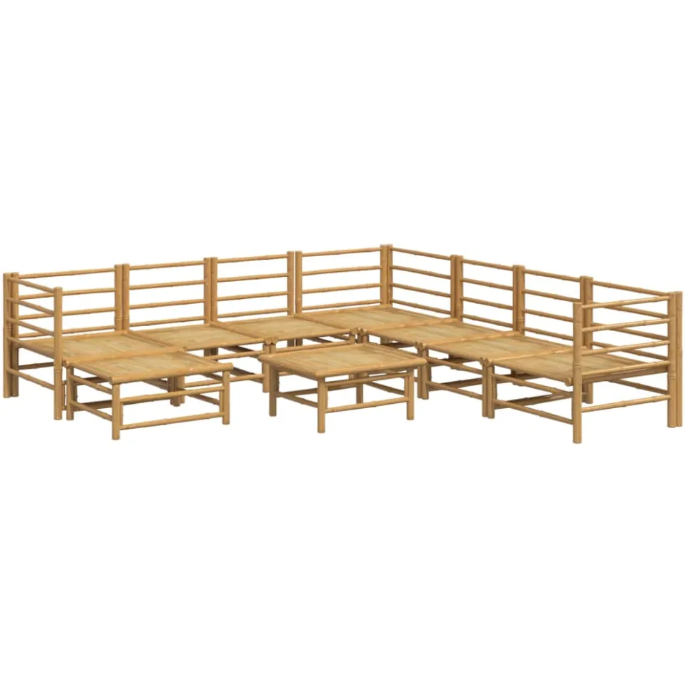 vidaXL 9-delige Loungeset met kussens bamboe lichtgrijs bruin, foto 3