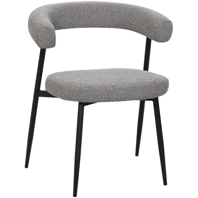 BukkitBow Eetkamerstoel / Keukenstoel - Geschikt als Make-up Stoel - Chenille Stof & Metalen Onderstel - Open Design - Grijs