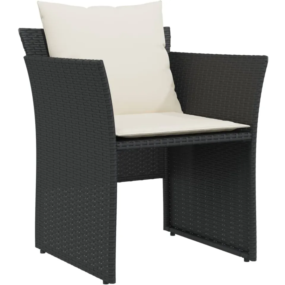 vidaXL Tuinstoel met voetenbank poly rattan zwart
