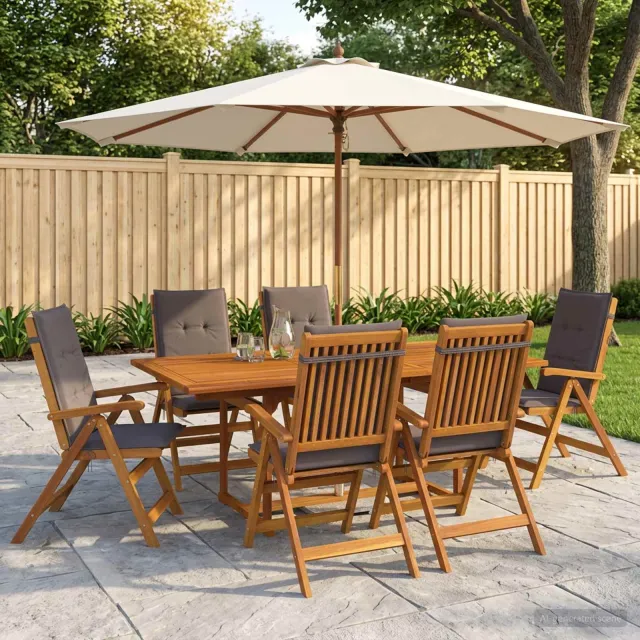 vidaXL Buiten Eetset met Parasol 8 st 6-zits Antraciet, foto 2