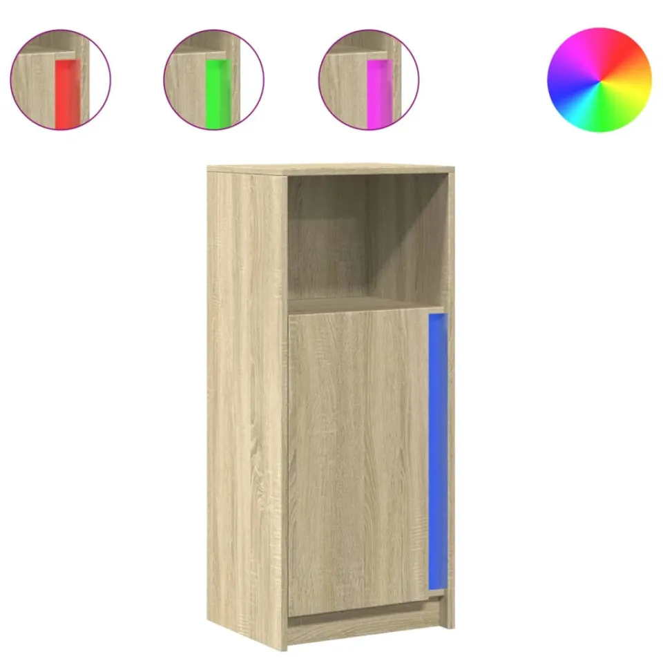vidaXL Dressoir met LED 42,5x34x100 cm bewerkt hout sonoma eikenkleur, foto 3