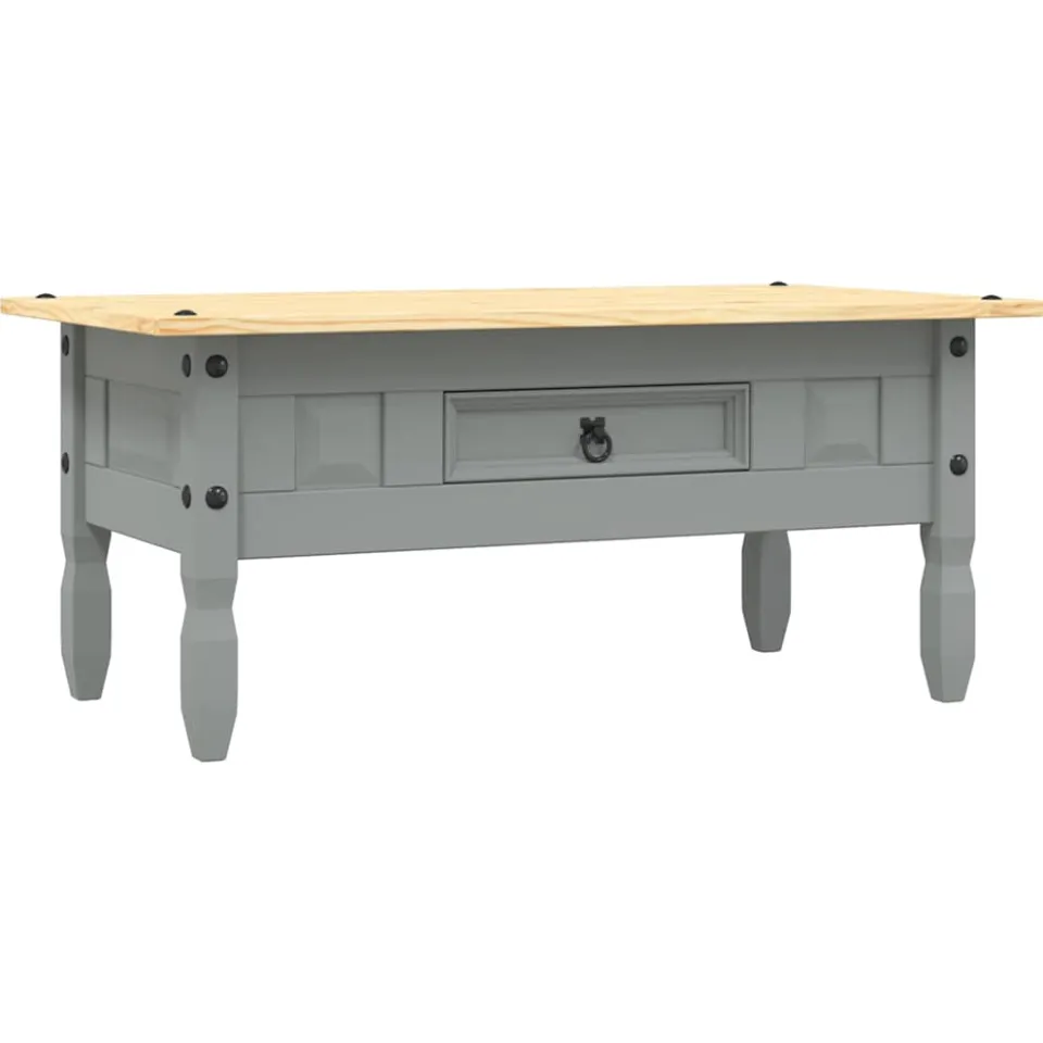 vidaXL Salontafel 100x55x44 cm Mexicaans grenenhout Corona-stijl grijs, foto 3