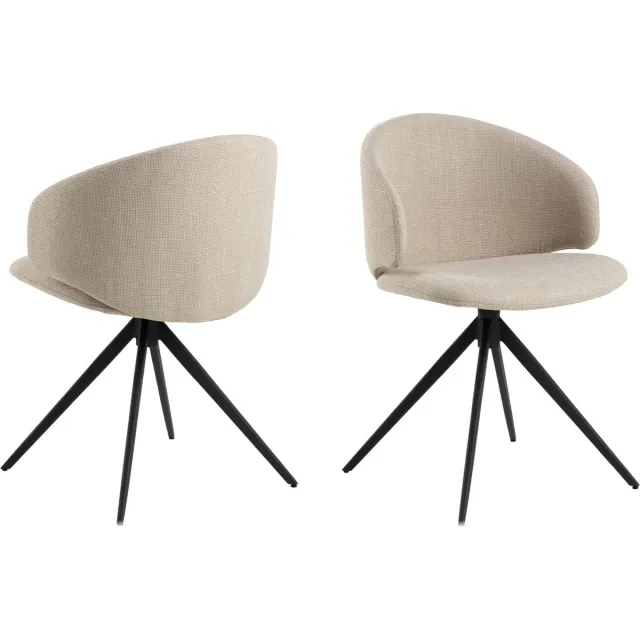 Giga Living Eetkamerstoel Beige Stof - Draaibaar - Zithoogte 44cm - Valerie - Giga Living