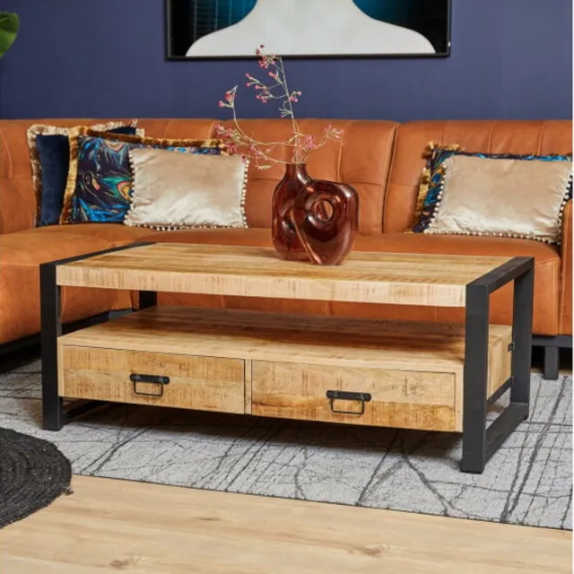 Benoa Salontafel Britt met 4 Laden mangohout 120x60x45 cm Naturel