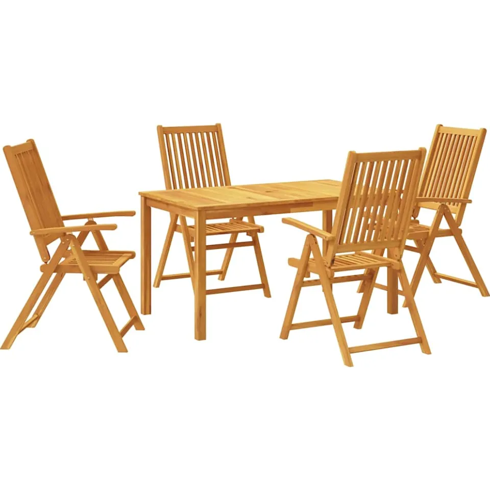vidaXL 5-delige Eethoek 140x80x74 cm massief acaciahout Bruin